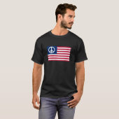愛国平和とアメリカ国旗 Tシャツ (正面フル)