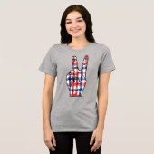 愛国平和サイン ハンド 抽象 アメリカ国旗 パターン トライブレンドＴシャツ (正面全面)