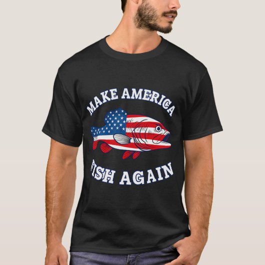 愛国心あふれるおもしろアメリカンドールフィッシュ Tシャツ (正面)