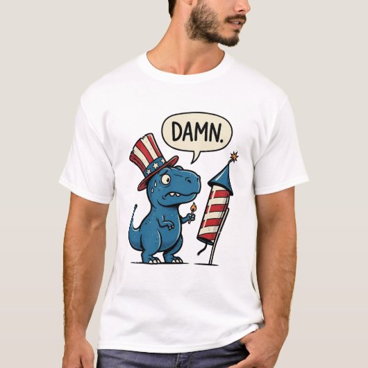 愛国心あふれるおもしろTレックス花火Tシャツデザイン_1 Tシャツ (正面)