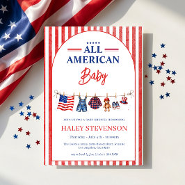 愛国心あふれるアメリカンな赤ちゃんのための7月4日ベビーシャワー 招待状