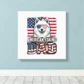 愛国心あふれるアメリカン・エスキモー犬のお父さん キャンバスプリント (インサイチュ (ウッドフロア))