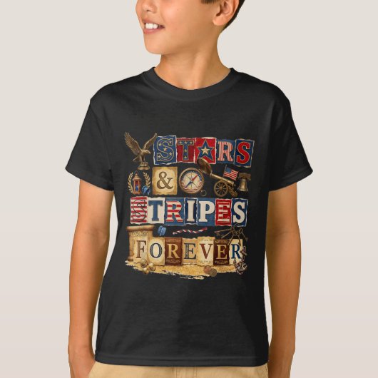 愛国心あふれるアメリカン・クラシカル Stars Stripes Forever Tシャツ (正面)