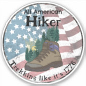 愛国心あふれるアメリカ人のハイカー シール (正面)