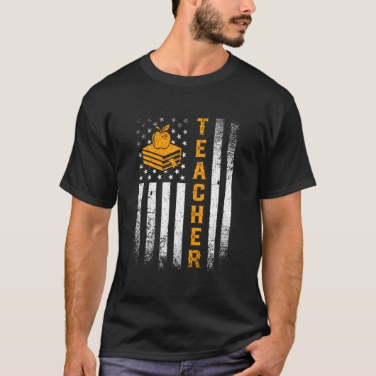 愛国心あふれるアメリカ国旗先生 4th J Tシャツ (正面)