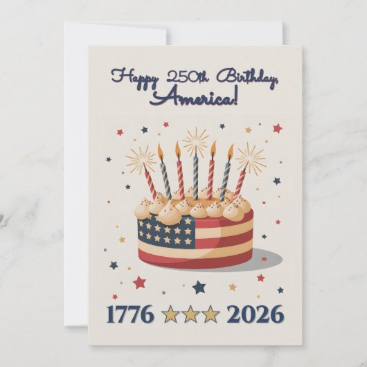 愛国心あふれるアメリカ生誕250周年記念の招待状 (正面)