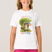 愛国心あふれるアライグマの4th Julyアニマル Tシャツ (正面)