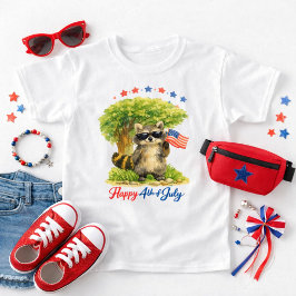 愛国心あふれるアライグマの4th Julyアニマル Tシャツ