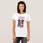愛国心あふれるオーストラリアン・シェパード Tシャツ (正面フル)