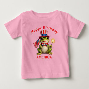 愛国心あふれるカエル君のTシャツ(3色組) ベビーTシャツ