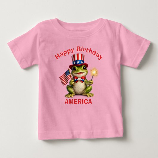愛国心あふれるカエル君のTシャツ（3色組） ベビーTシャツ (正面)