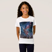 愛国心あふれるガールズTシャツ 独立記念日のアメリカンUSA Tシャツ (正面フル)