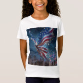 愛国心あふれるガールズTシャツ 独立記念日のアメリカンUSA Tシャツ (正面)