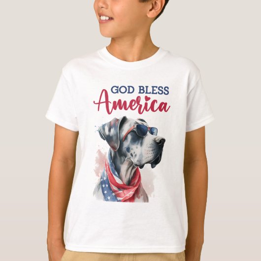愛国心あふれるグレートデン Tシャツ (正面)