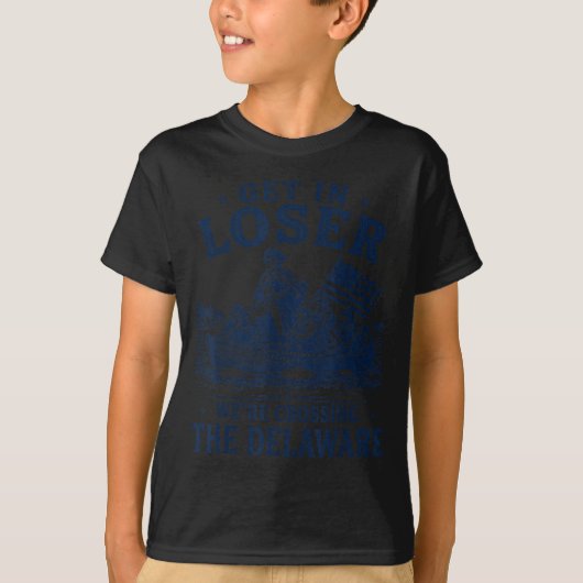 愛国心あふれるコメディー デラウェア川を渡る 7月4日 Tシャツ (正面)