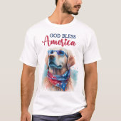 愛国心あふれるゴールデンレトリバー Tシャツ (正面)