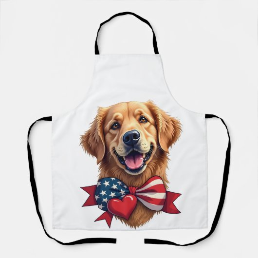 愛国心あふれるゴールデンレトリーバー愛好家のためのヴィンテージTシャツ エプロン (正面)