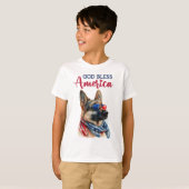 愛国心あふれるジャーマンシェパード Tシャツ (正面フル)