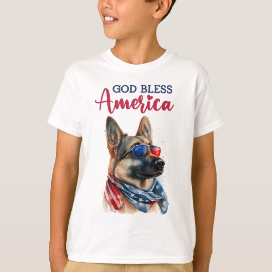 愛国心あふれるジャーマンシェパード Tシャツ (正面)