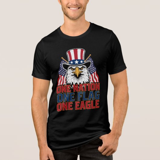 愛国心あふれるデザイン One Nation One Flag One Eagle  トライブレンドＴシャツ (正面)