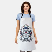 愛国心あふれるニワトリ 7月4日 記念Tシャツ デザイン エプロン (着用した状態)