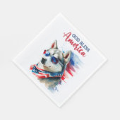 愛国心あふれるハスキー犬 スタンダードランチョンナプキン (角)