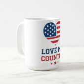 愛国心あふれるハート型アメリカ国旗 ヴィンテージ コーヒーマグカップ (正面左)