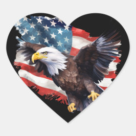 愛国心あふれるハート型イーグルフラッグビニールラップトップステッカー ハートシール