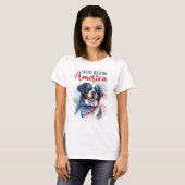 愛国心あふれるバーニーズ・ドッグ Tシャツ (正面フル)