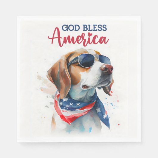 愛国心あふれるビーグル犬 スタンダードランチョンナプキン (正面)
