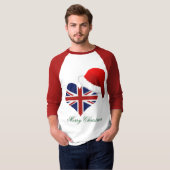 愛国心あふれるフラッグハートサンタクリスマス休日 Tシャツ (正面フル)
