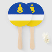 愛国心あふれるブリヤート共和国旗 ハンドファン (正面&裏面)