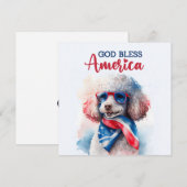 愛国心あふれるプードルの犬の7月4日カード シーズンカード (正面/裏面)