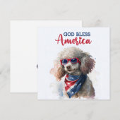 愛国心あふれるプードルの犬の7月4日カード シーズンカード (正面/裏面)