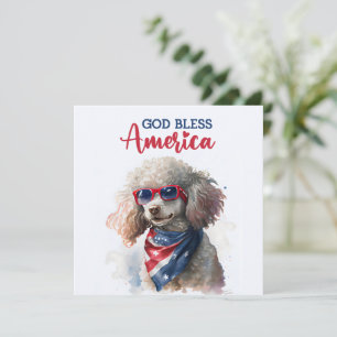 愛国心あふれるプードルの犬の7月4日カード シーズンカード