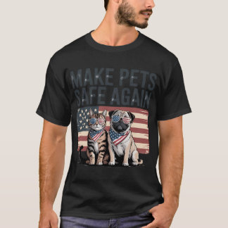 愛国心あふれるペット保護キャンペーン パグ猫  Tシャツ