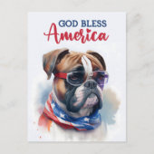 愛国心あふれるボクサー犬、アメリカに祝福を ポストカード (正面)