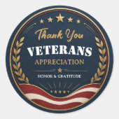 愛国心あふれるミリタリーパーティー Veterans Thank You ラウンドシール (正面)