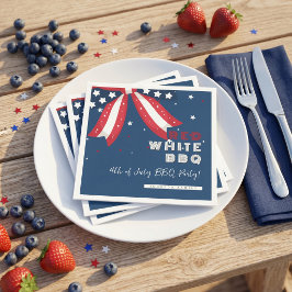 愛国心あふれるレッドホワイトBBQナプキン 7月4日パーティー スタンダードカクテルナプキン