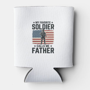 愛国心あふれる兵士 父 ビンテージ ベクターTシャツ デザイン 缶クーラー