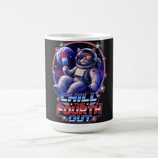 愛国心あふれる宇宙猫 7月4日 コーヒーマグカップ (中央)