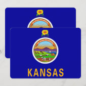 愛国心あふれる招待状　カンザス州の旗付き 招待状 (正面/裏面)