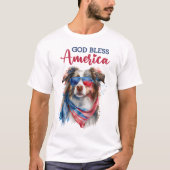 愛国心あふれる犬 - オーストラリアン・シェパード Tシャツ (正面)