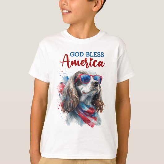 愛国心あふれる犬 スパニエル Tシャツ (正面)