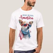 愛国心あふれる犬-チワワ Tシャツ (正面)