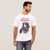 愛国心あふれる犬 ビーグル Tシャツ (正面フル)