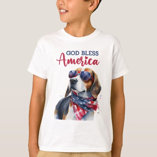 愛国心あふれる犬-ビーグル Tシャツ (正面)