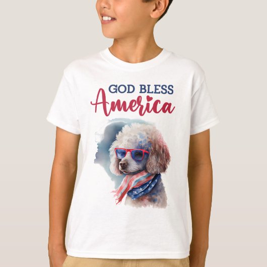 愛国心あふれる犬・プードル Tシャツ (正面)
