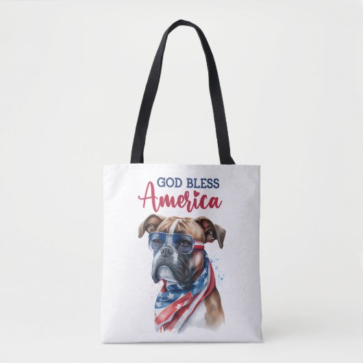 愛国心あふれる犬 - ボクサー トートバッグ (正面)