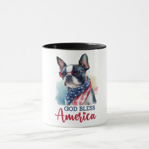愛国心あふれる犬 - ボストンテリア マグカップ